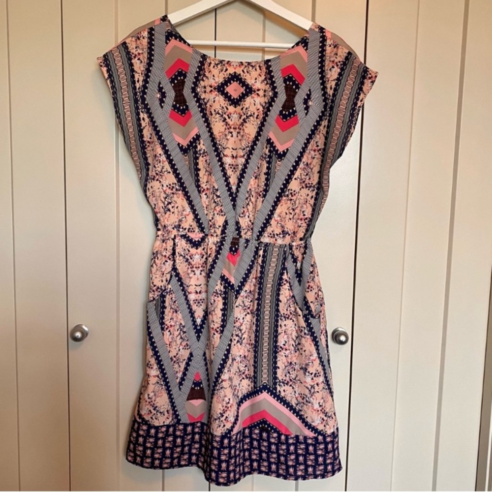 Xhilaration Pink and Blue Sleeveless Sundress-With Pockets -Size Medium